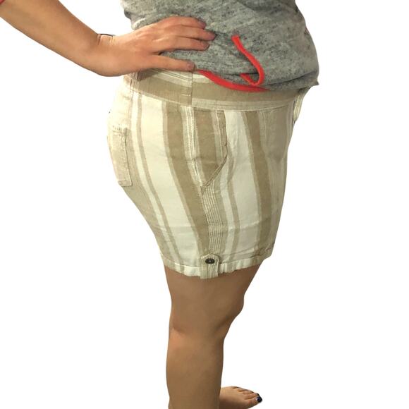 Per Se LARGE Delaney Striped Linen Blend Short - Stitch Fix Elastic Waist - Picture 3 of 6